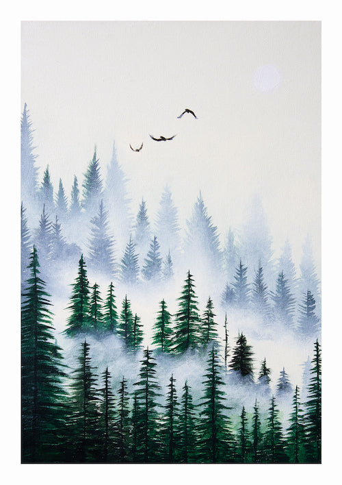 Art print of 3 Little Birds by Graham Bradshaw showing a border. 