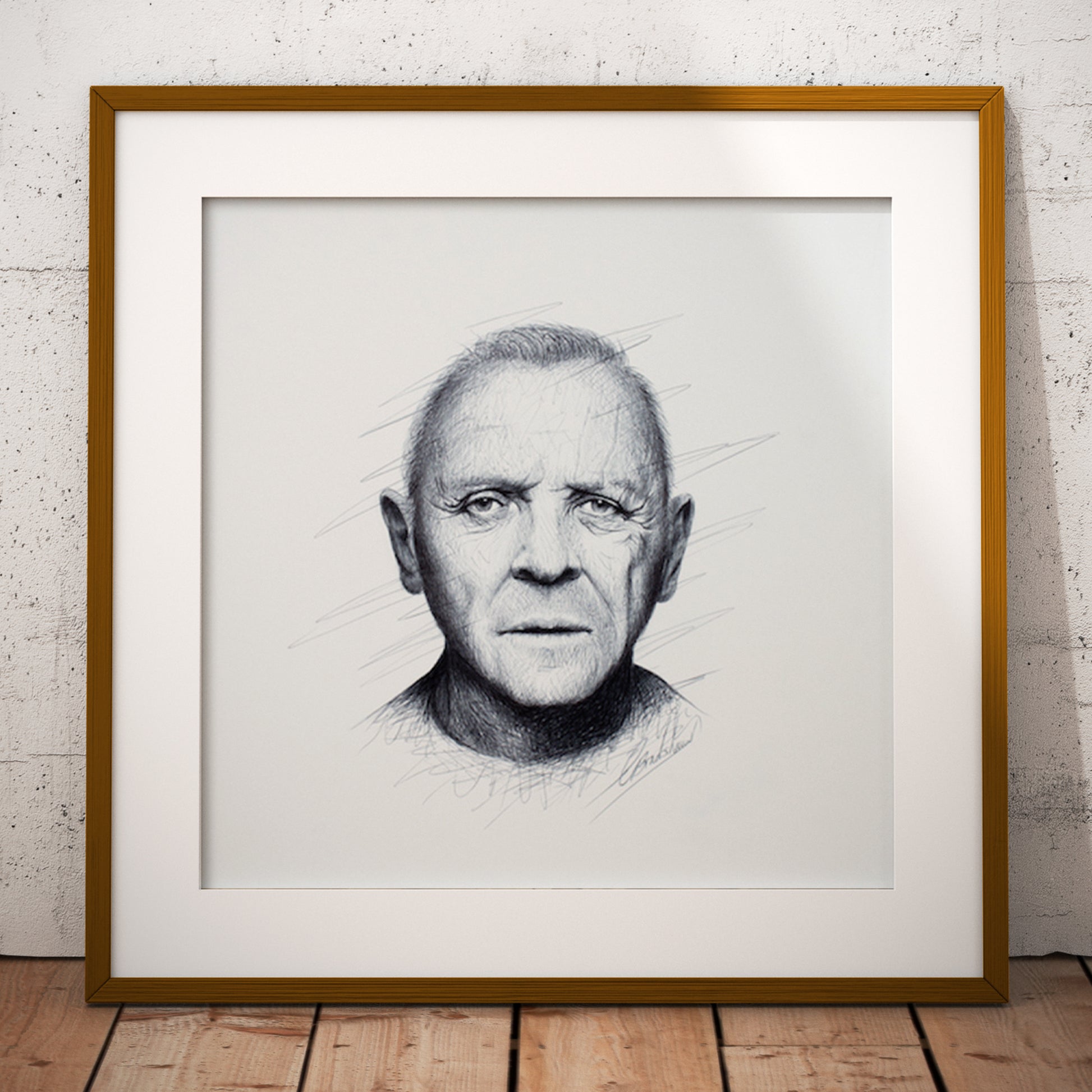 Framed art print of Anthony Hopkins by Graham Bradshaw.