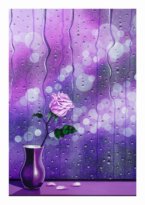 Art print of Purple Rain by Graham Bradshaw showing a border. 